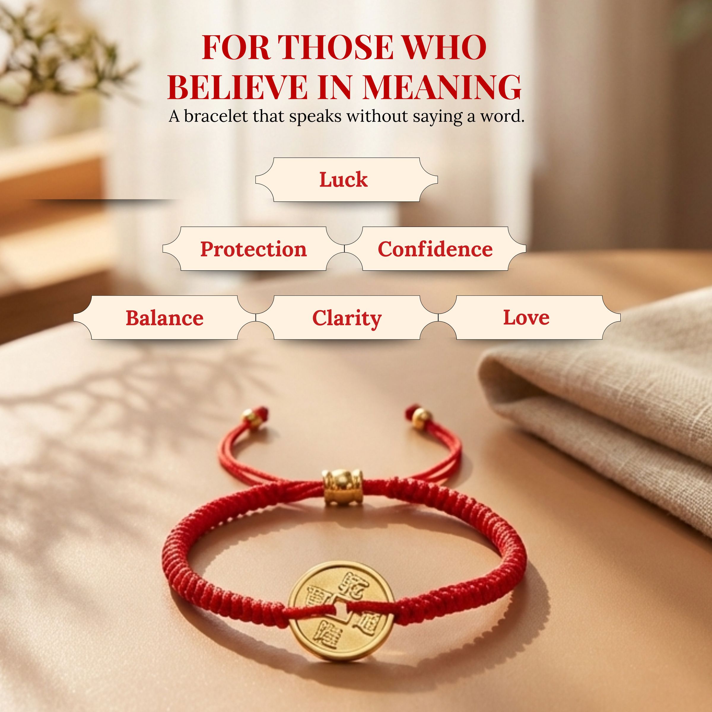 Cherry Tree Collection | Red String Bracelet | Coin