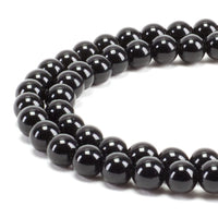 Black Obsidian Round Beads, 100 pcs