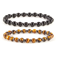 Protection Bracelet Set of 2, 6mm (Tiger's Eye & Black Obsidian)