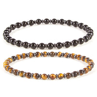 Protection Bracelet Set of 2, 4mm (Tiger's Eye & Black Obsidian)