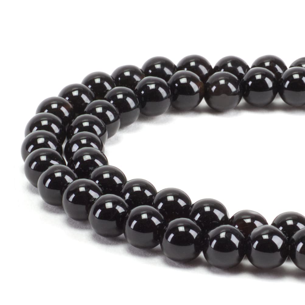 Black Agate Round Beads, 100 pcs
