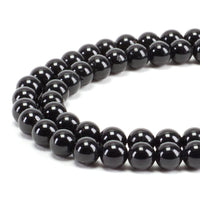 Black Tourmaline Round Beads, 100 pcs