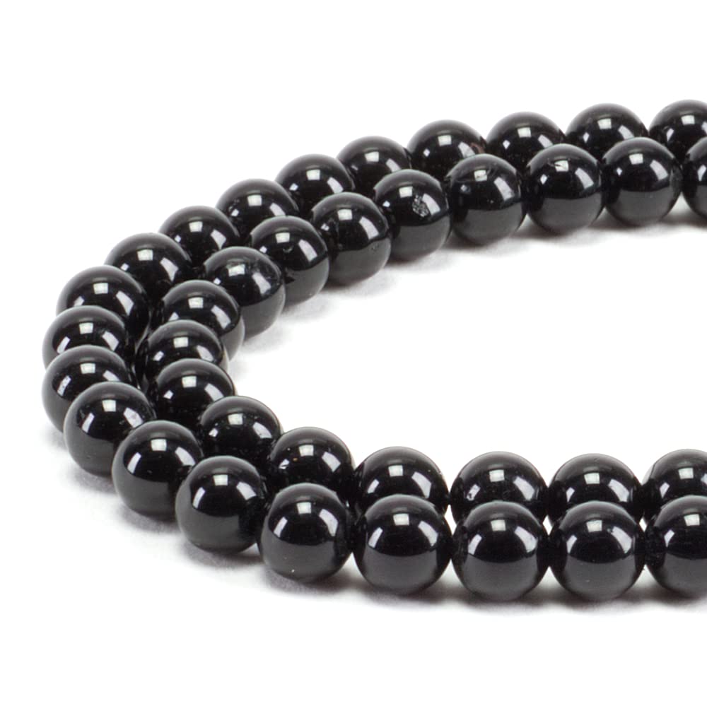 Black Tourmaline Round Beads, 100 pcs