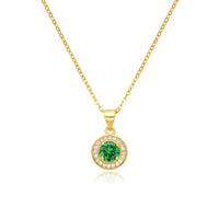 Birthstone Necklace, Round Pendant, Sterling Silver