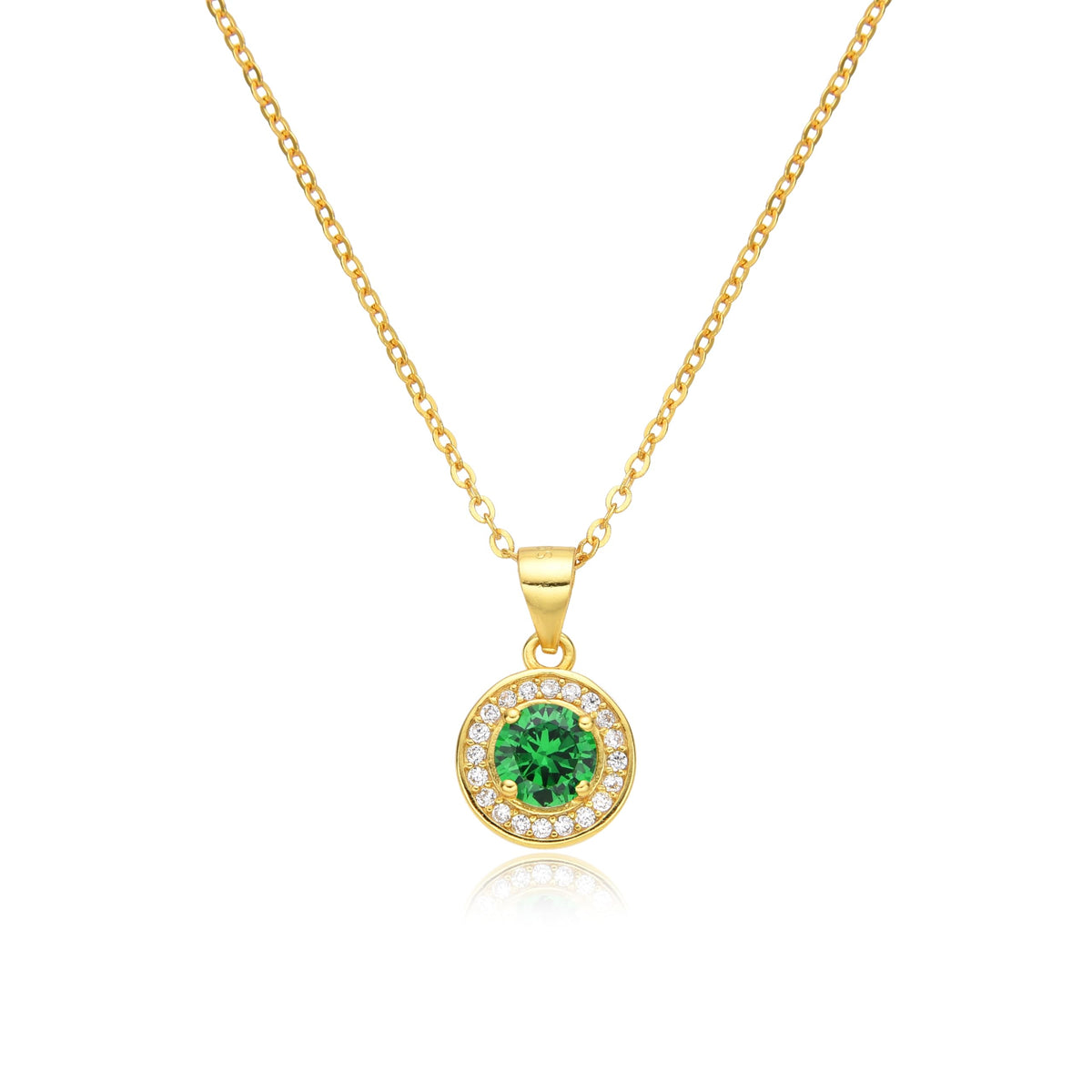 Birthstone Necklace, Round Pendant, Sterling Silver