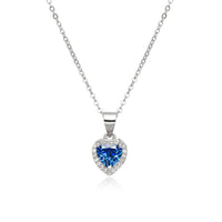 Birthstone Necklace, Heart Pendant, Sterling Silver