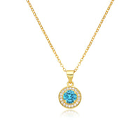 Birthstone Necklace, Round Pendant, Sterling Silver