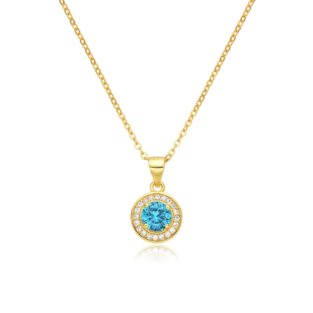 Birthstone Necklace, Round Pendant, Sterling Silver