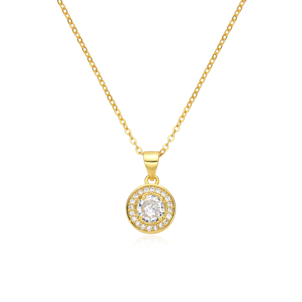 Birthstone Necklace, Round Pendant, Sterling Silver