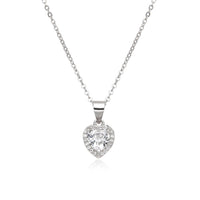 Birthstone Necklace, Heart Pendant, Sterling Silver