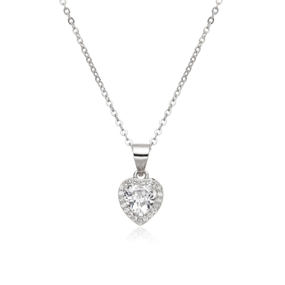 Birthstone Necklace, Heart Pendant, Sterling Silver