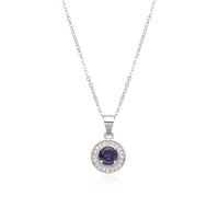 Birthstone Necklace, Round Pendant, Sterling Silver