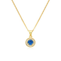 Birthstone Necklace, Round Pendant, Sterling Silver