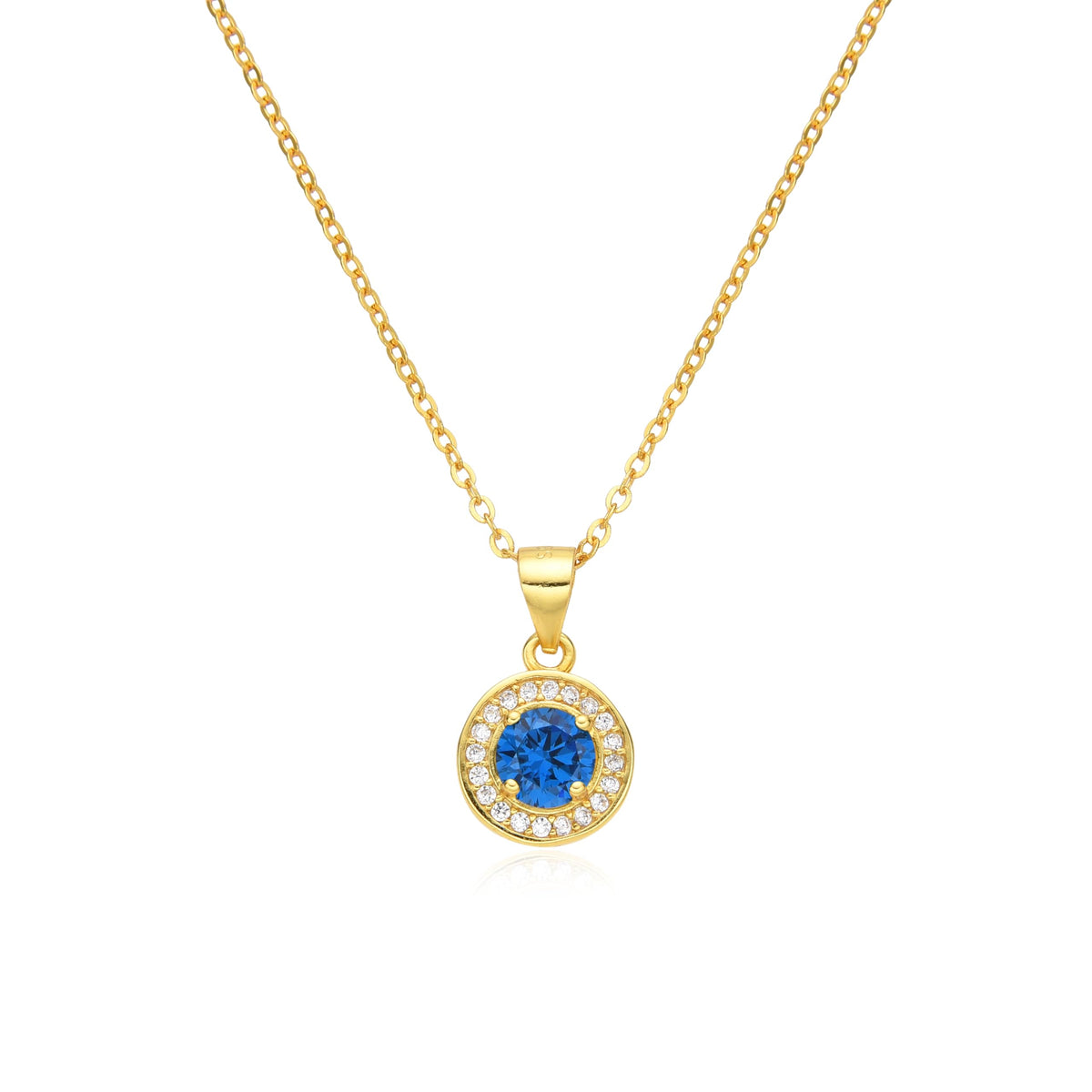 Birthstone Necklace, Round Pendant, Sterling Silver