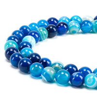 Lace Agate (Blue) Round Beads, 100 pcs