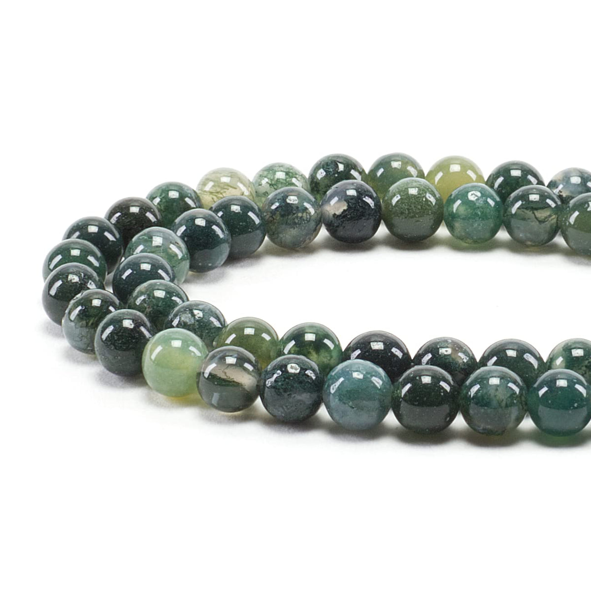 Moss Agate Round Beads, 100 pcs