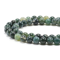 Moss Agate Round Beads, 100 pcs