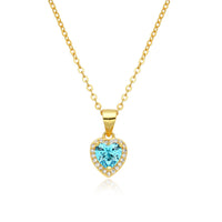 Birthstone Necklace, Heart Pendant, Sterling Silver