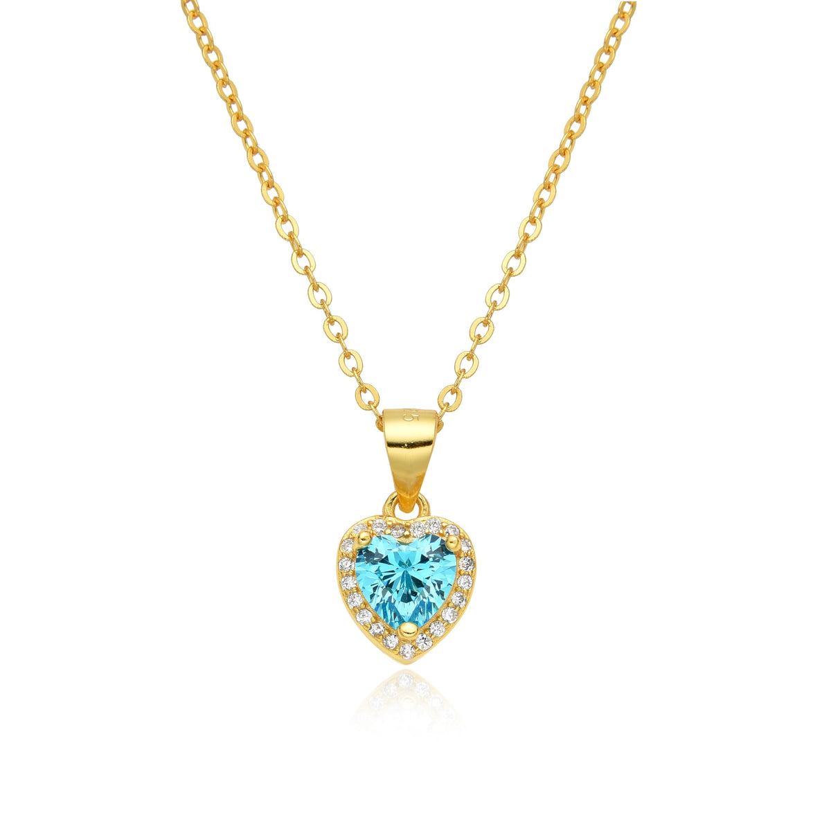 Birthstone Necklace, Heart Pendant, Sterling Silver