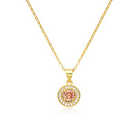 Birthstone Necklace, Round Pendant, Sterling Silver