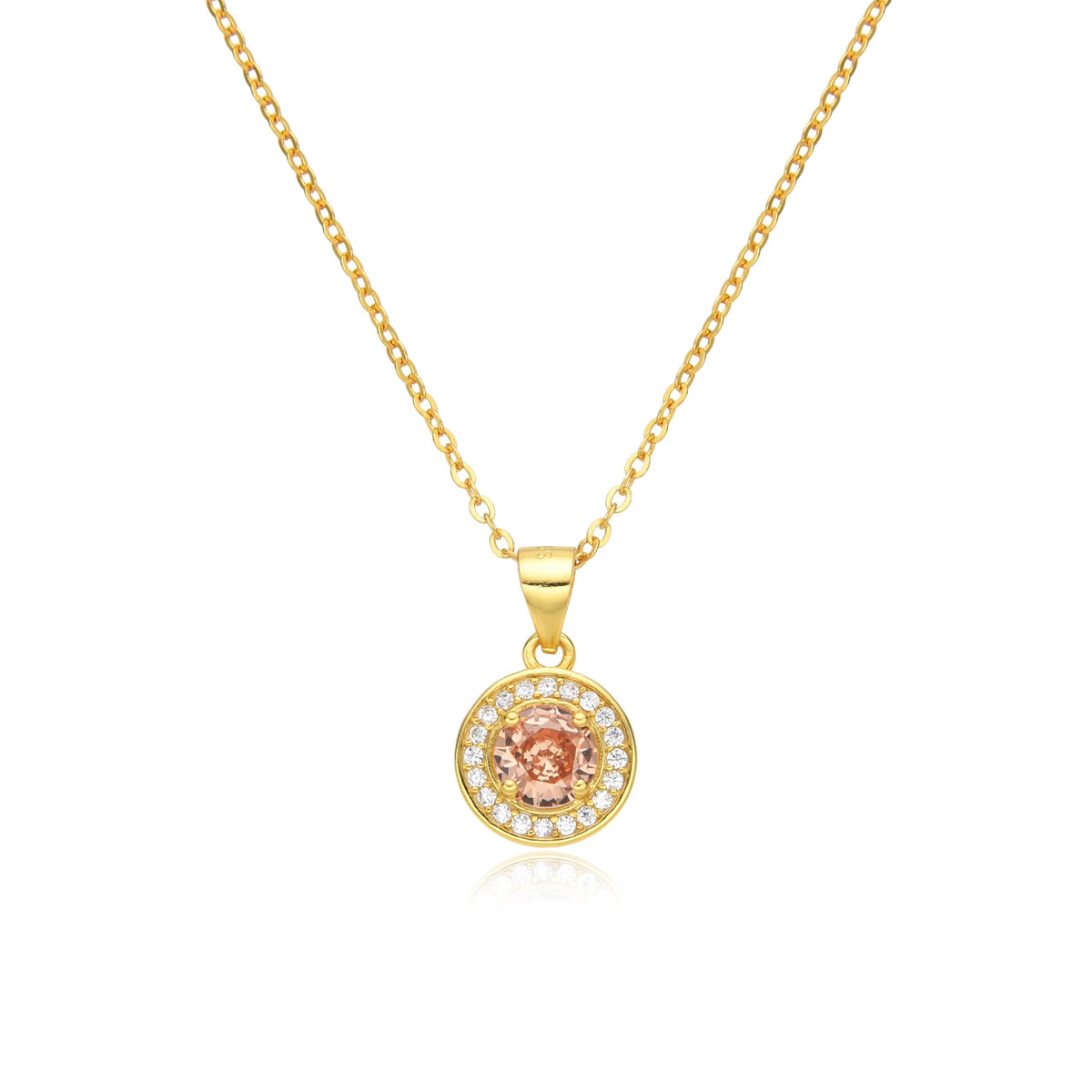 Birthstone Necklace, Round Pendant, Sterling Silver