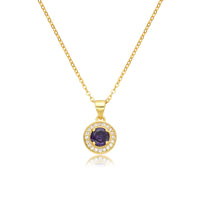 Birthstone Necklace, Round Pendant, Sterling Silver