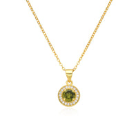 Birthstone Necklace, Round Pendant, Sterling Silver