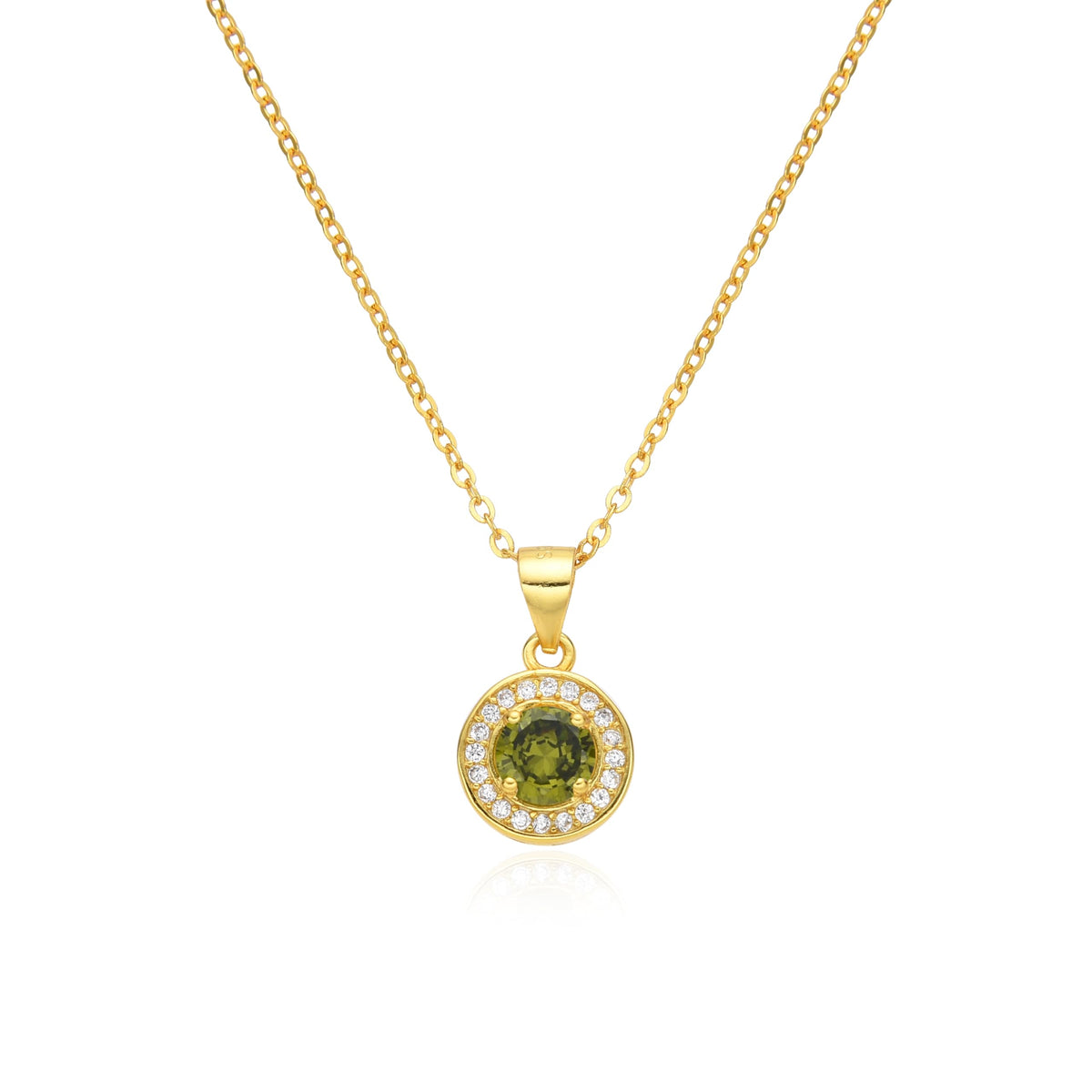 Birthstone Necklace, Round Pendant, Sterling Silver