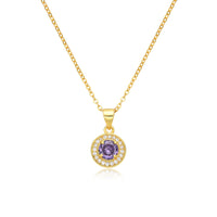 Birthstone Necklace, Round Pendant, Sterling Silver