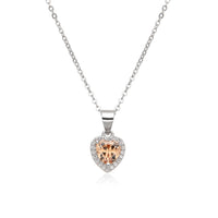 Birthstone Necklace, Heart Pendant, Sterling Silver