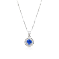 Birthstone Necklace, Round Pendant, Sterling Silver