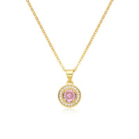 Birthstone Necklace, Round Pendant, Sterling Silver