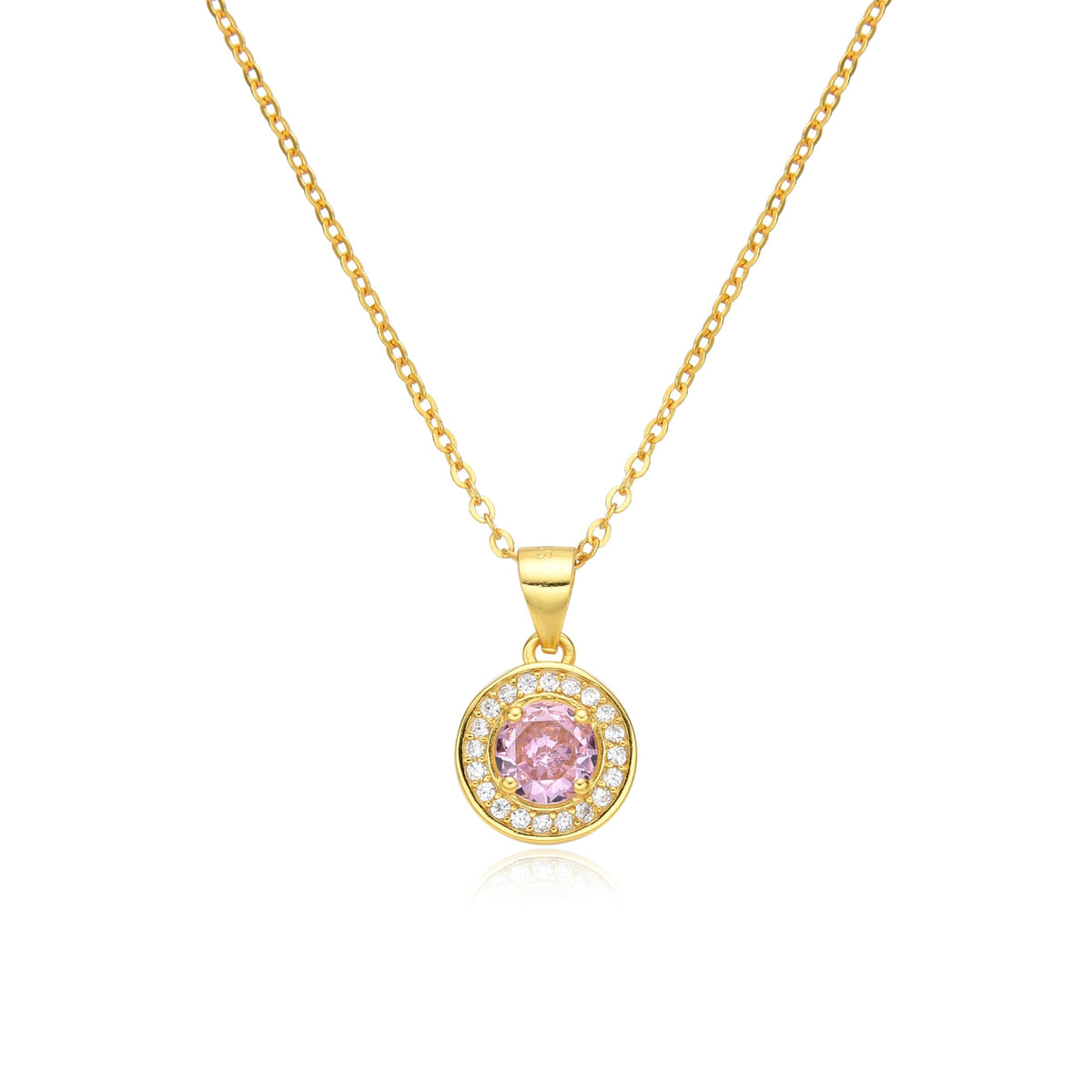 Birthstone Necklace, Round Pendant, Sterling Silver