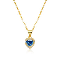 Birthstone Necklace, Heart Pendant, Sterling Silver
