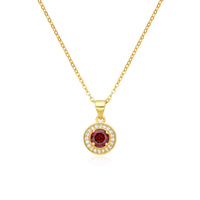 Birthstone Necklace, Round Pendant, Sterling Silver