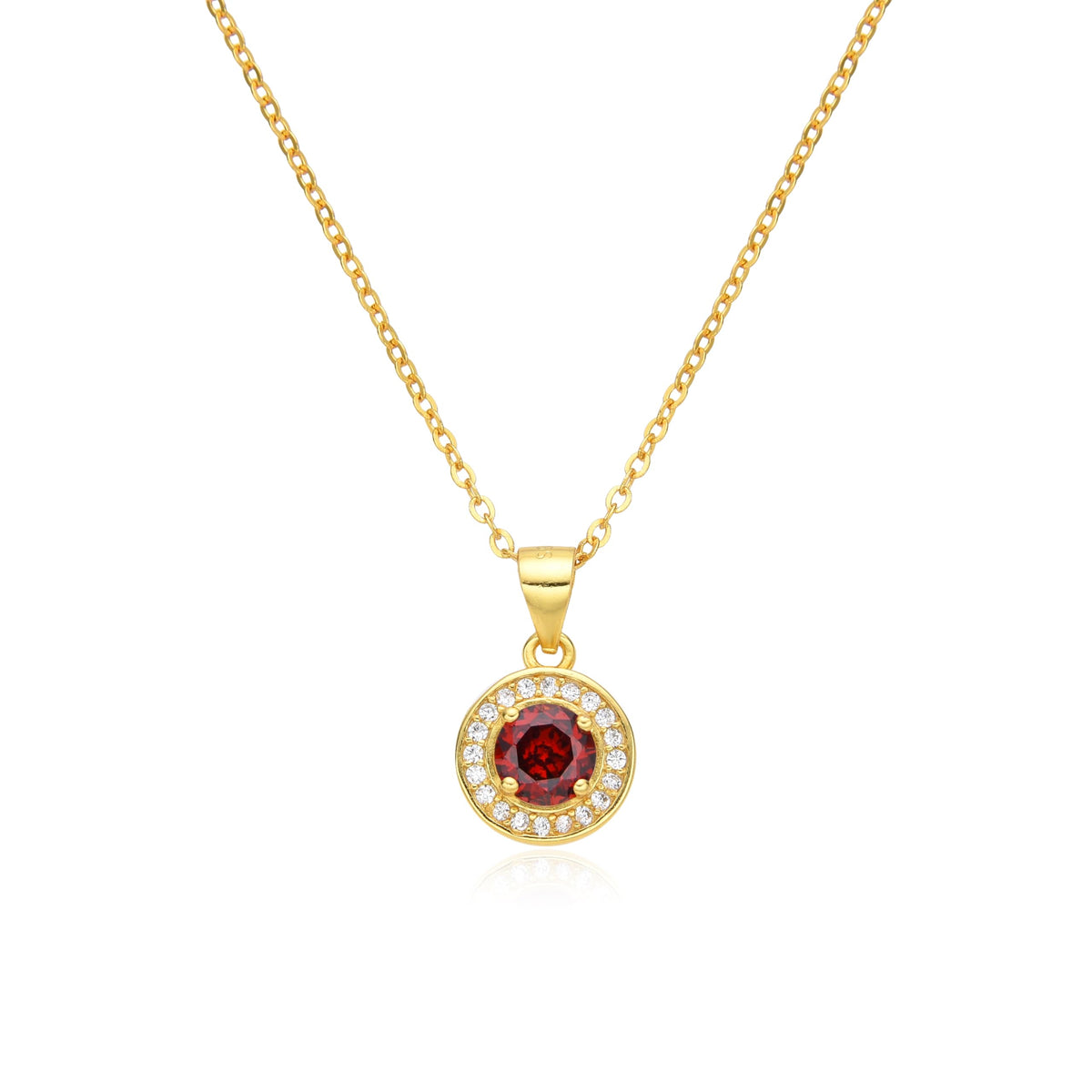 Birthstone Necklace, Round Pendant, Sterling Silver