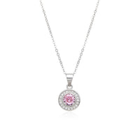 Birthstone Necklace, Round Pendant, Sterling Silver