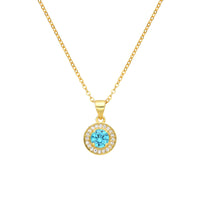 Birthstone Necklace, Round Pendant, Sterling Silver