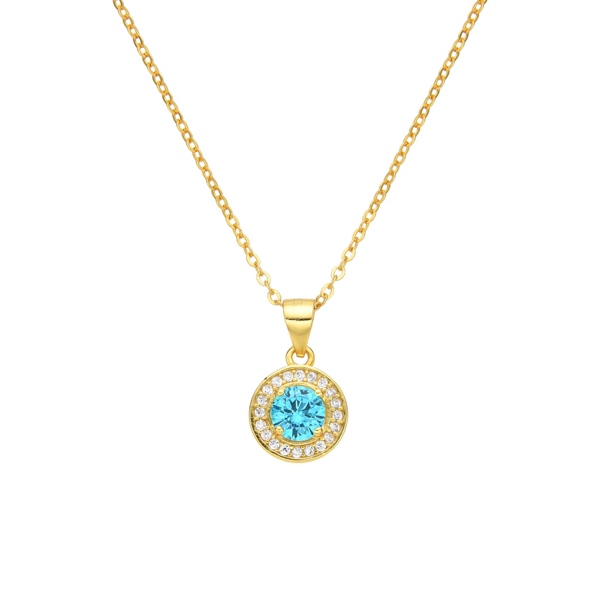 Birthstone Necklace, Round Pendant, Sterling Silver