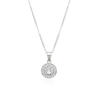 Birthstone Necklace, Round Pendant, Sterling Silver