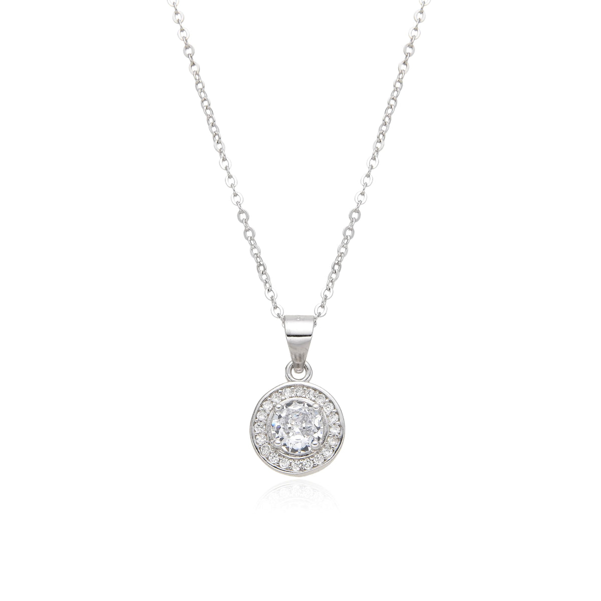 Birthstone Necklace, Round Pendant, Sterling Silver