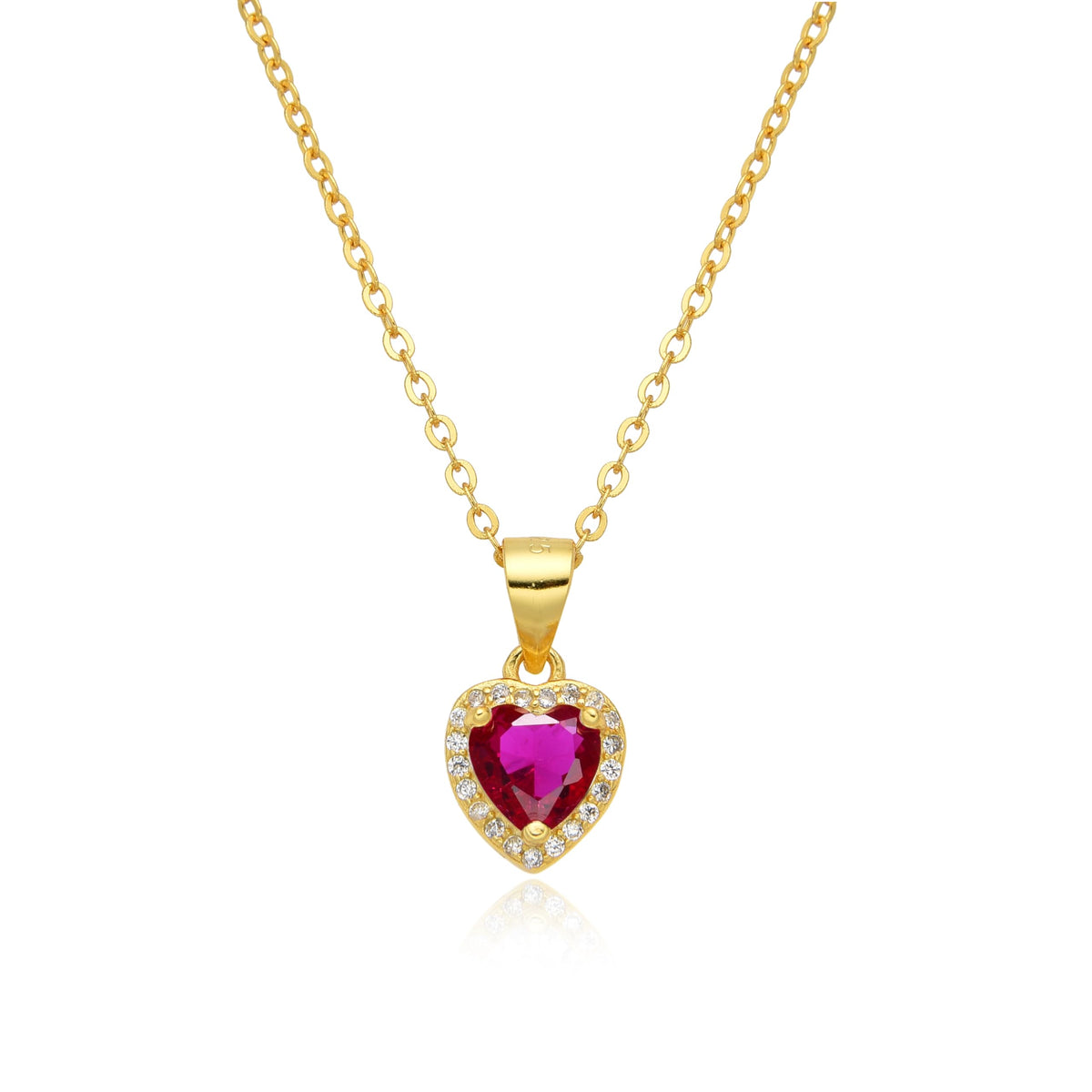Birthstone Necklace, Heart Pendant, Sterling Silver