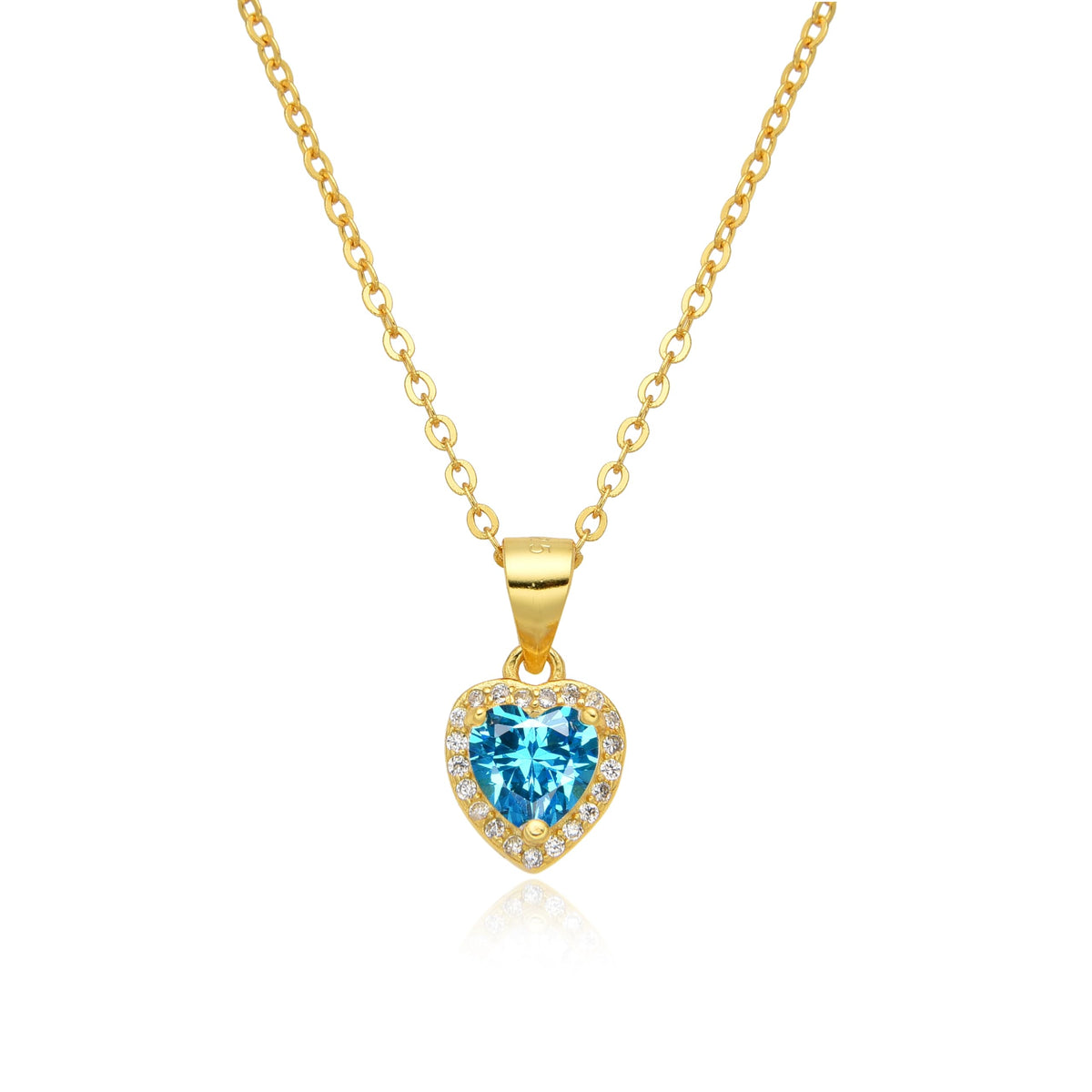 Birthstone Necklace, Heart Pendant, Sterling Silver