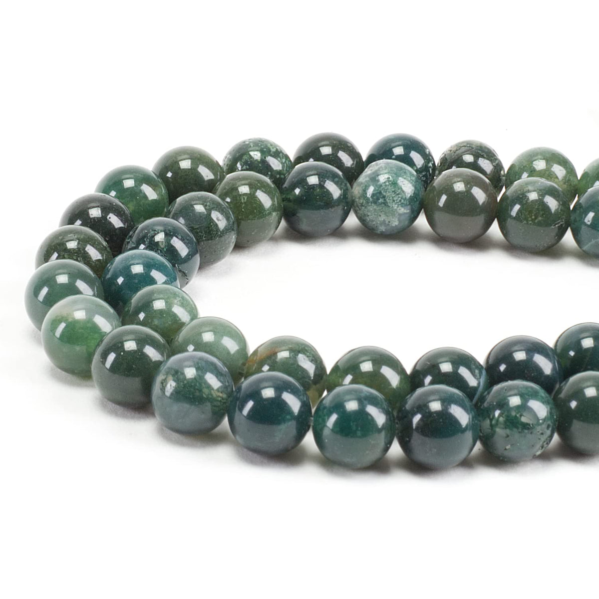 Moss Agate Round Beads, 100 pcs