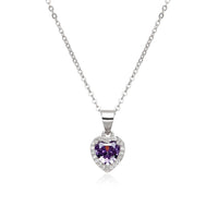 Birthstone Necklace, Heart Pendant, Sterling Silver