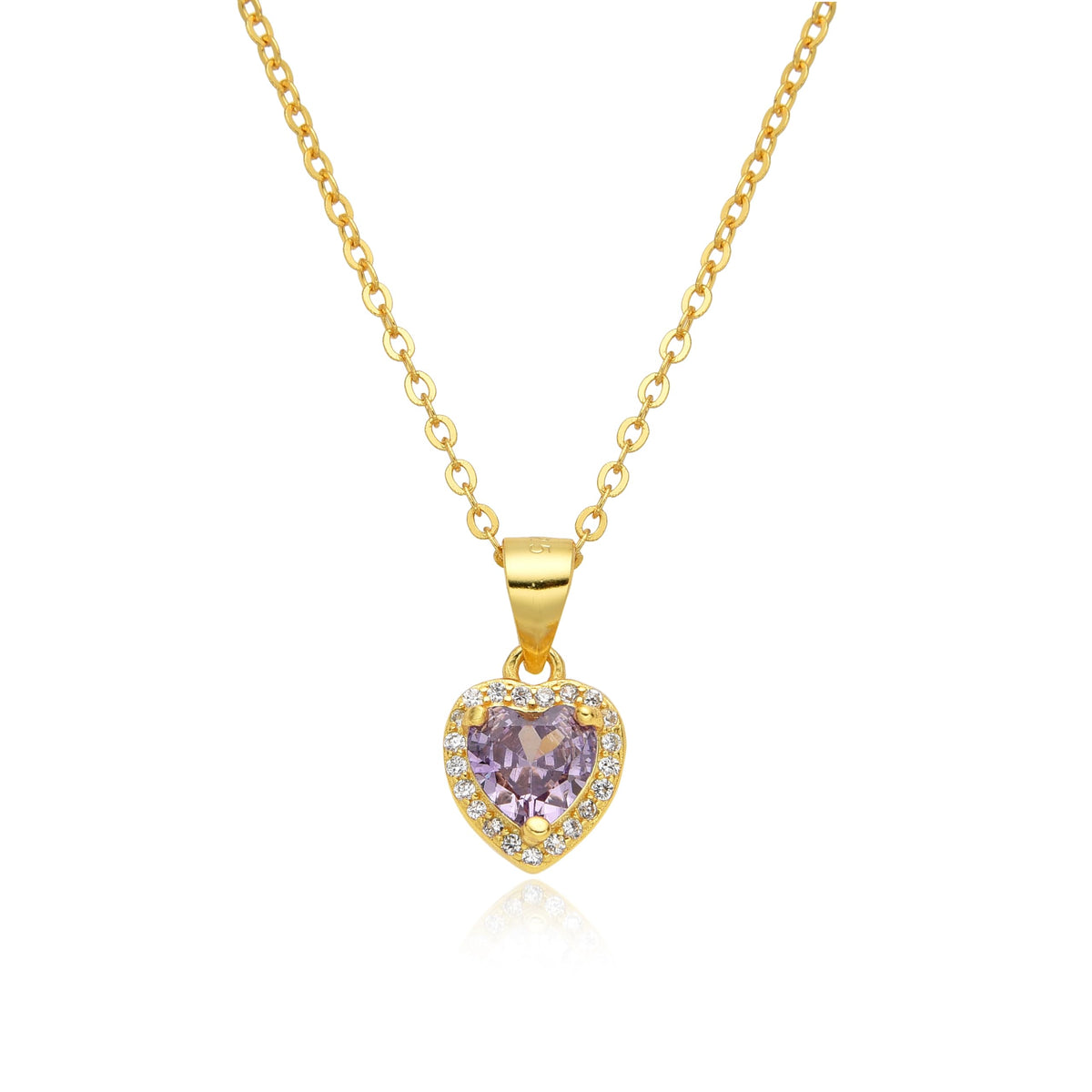 Birthstone Necklace, Heart Pendant, Sterling Silver