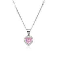 Birthstone Necklace, Heart Pendant, Sterling Silver