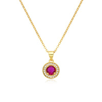 Birthstone Necklace, Round Pendant, Sterling Silver