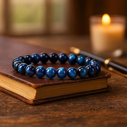Cherry Tree Collection | Stretch Bracelet | 6mm Beads (Jade Blue Tiger's Eye)
