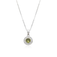 Birthstone Necklace, Round Pendant, Sterling Silver